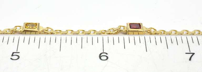 Multi-Stone Fancy Link Bracelet in 14KT Yellow Gold