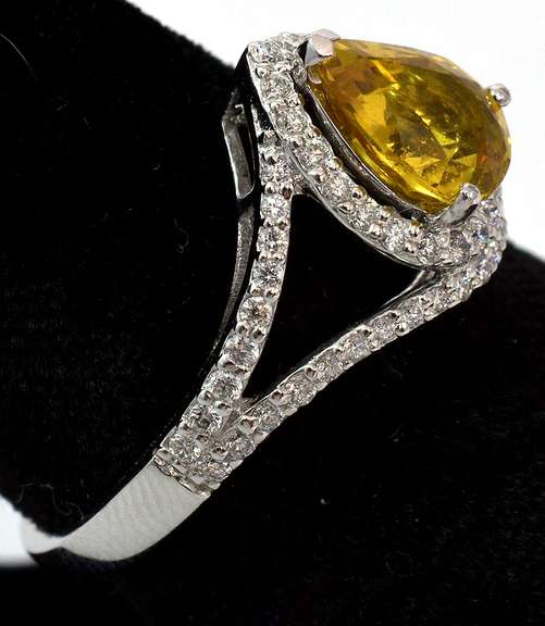 Platinum Yellow Sapphire & Diamond Ring