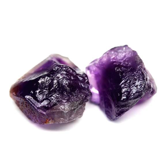 Large 18.65ct untreated uncut Amethyst pair