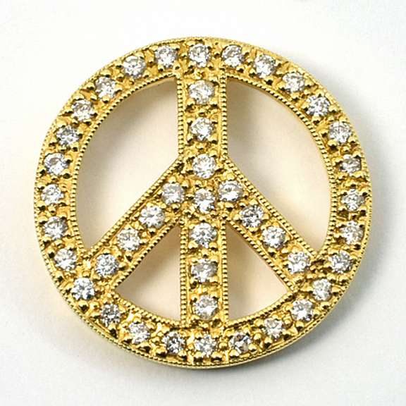 Glorious Peace Pendant with Diamonds in 18K YG
