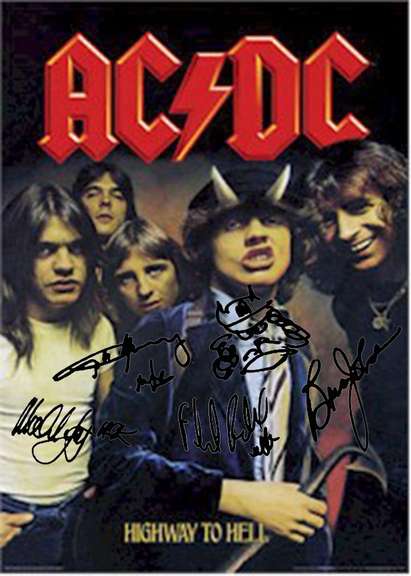 AC/DC Signed Facsimile Highway To Hell Poster