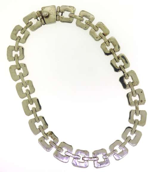 Vintage Sterling Silver Solid Open Link Collar Necklace