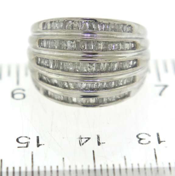 Dazzling White Gold Baguette Diamond Wide Ring