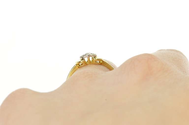 18K Yellow Gold Oval Diamond Inset Geometric Statement Ring