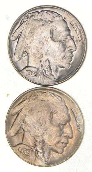 Lot (2) 1935-D & S Indian Head Buffalo Nickels