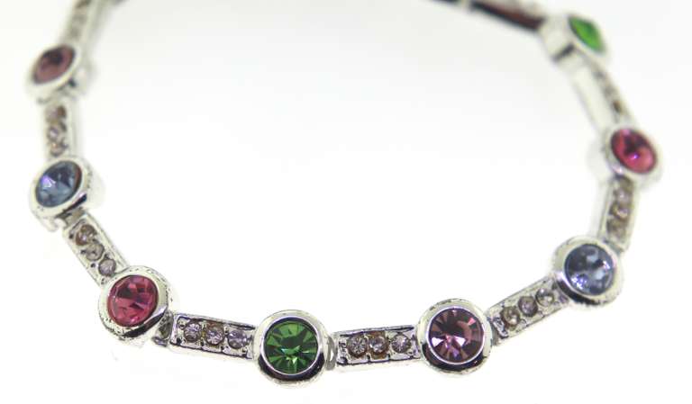 Silver Plated Multi Gemstone Bracelet