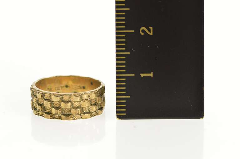 Gold Filled Victorian Basket Weave Patterned Wedding Band Ring