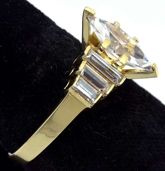 Regal CZ Ring in Yellow Gold
