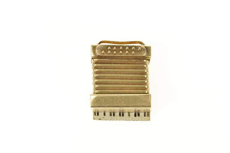 14K Yellow Gold 3D Accordion Musical Instrument Charm/Pendant