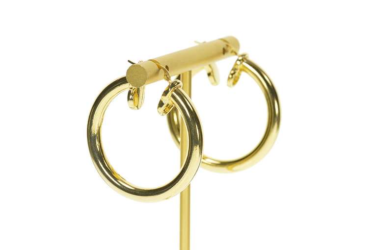 14K Yellow Gold 26.0mm Round Statement Classic Hollow Hoop Earrings