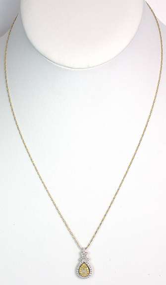 14K White Gold and Rare Natural Fancy Colored Diamond Necklace