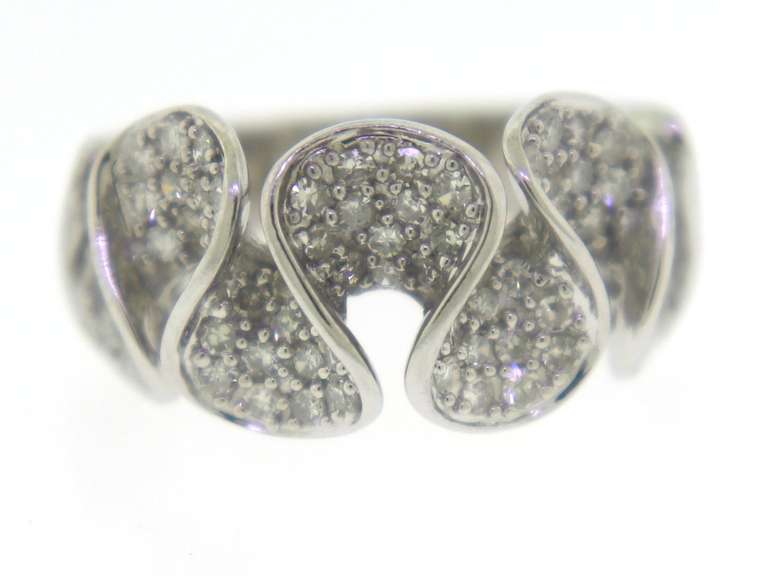 Dazzling Pave Diamond Ribbon White Gold Ring