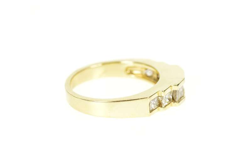 14K Yellow Gold 0.85 Ctw Princess Diamond Wedding Band Ring