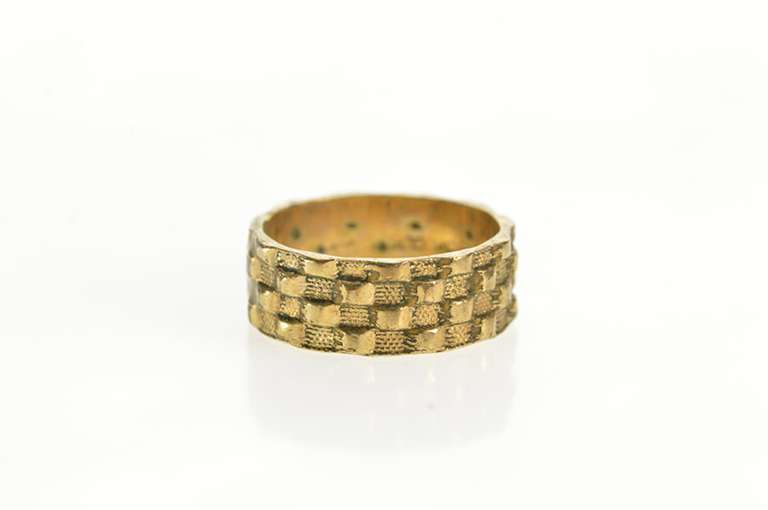 Gold Filled Victorian Basket Weave Patterned Wedding Band Ring