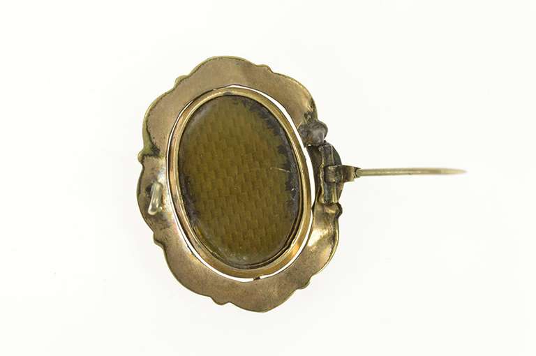 Gold Filled Victorian Ornate Photo Picture Mourning Pin/Brooch