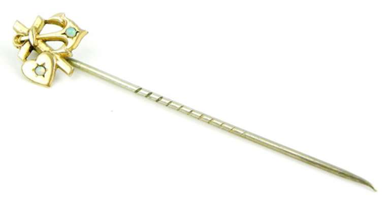 Antique Faith, Hope & Charity Opal Stick Pin