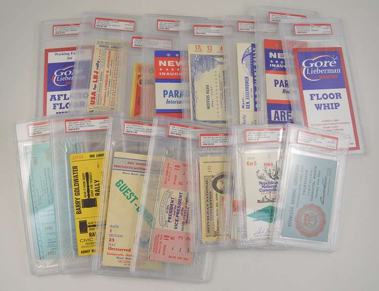 16 Graded Presidential Convention & Inauguration Tickets 1944-2000 PSA