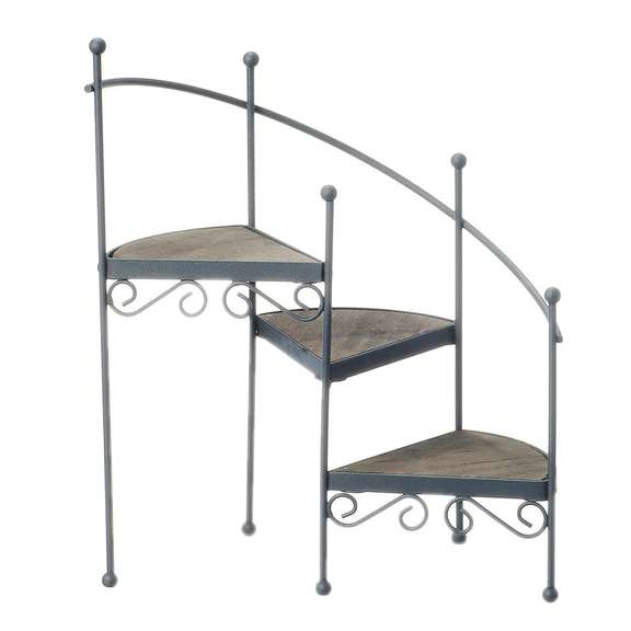 3 Tiers Spiral Stair Iron Plant Rack Flower Stand