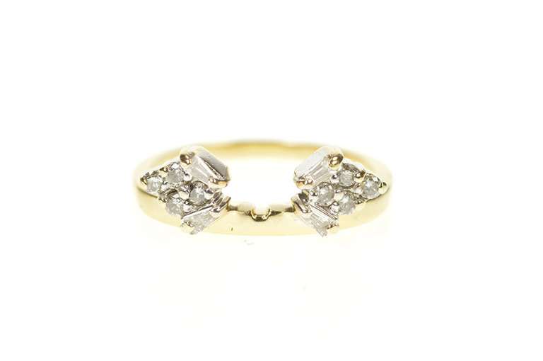14K Yellow Gold 0.22 Ctw Diamond Cluster Enhancer Wedding Ring
