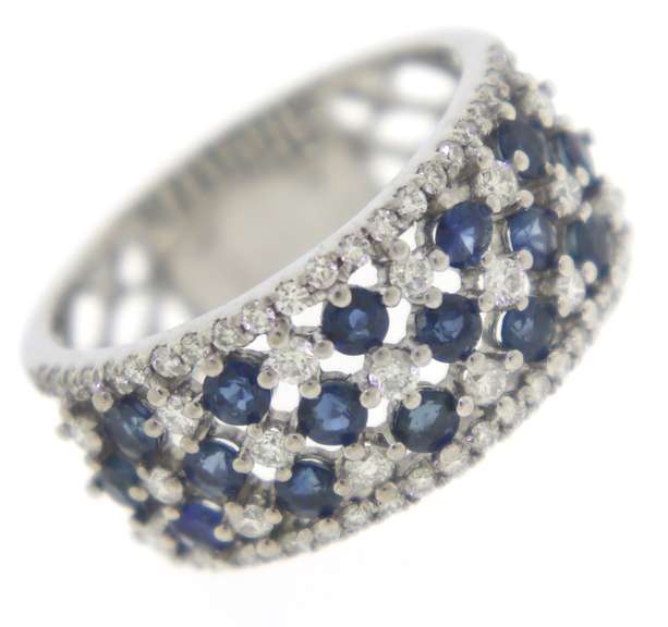 Gorgeous Sapphire & Diamond Open Wide Band
