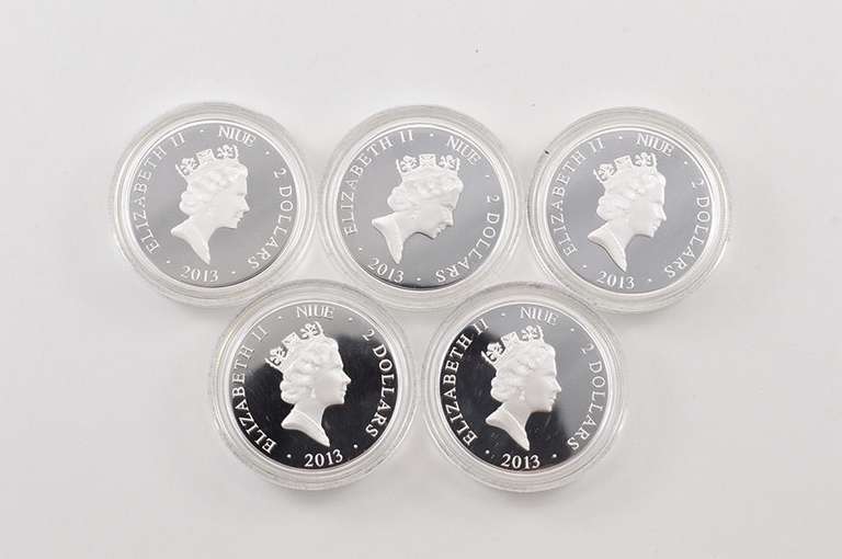 2013 Niue $2 Story Of Osiris 25g Silver Proof 5 Coin Set - Box & COA