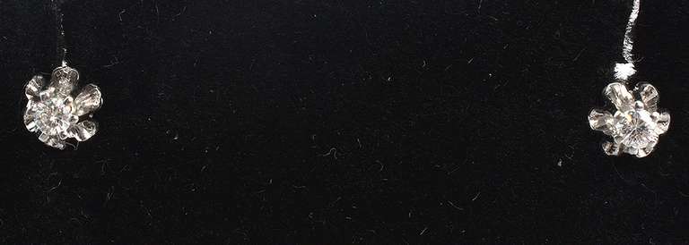 Dainty White Sapphire Earrings in 14KT White Gold