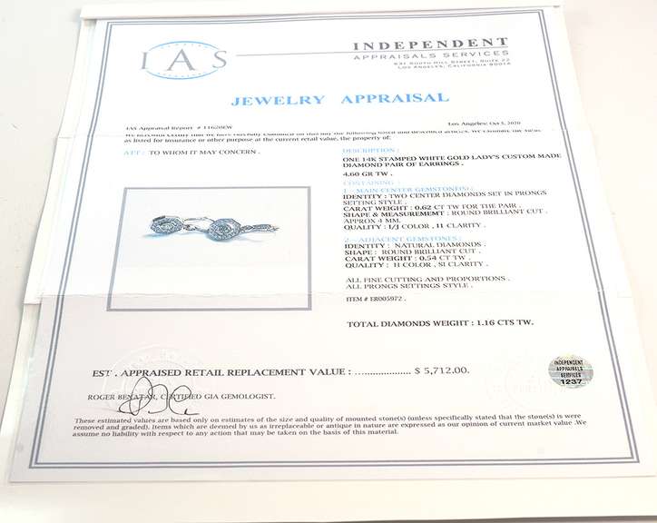 14K White Gold Diamond Earrings