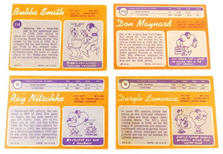 4 Topps 1970 Football Greats Football Cards