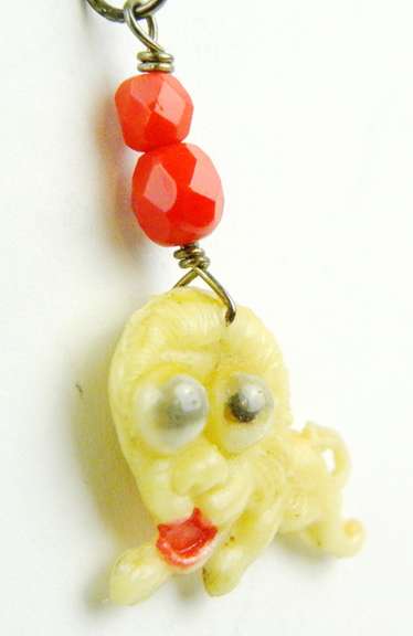 Artisan Vintage Celluloid Lion Sterling Necklace