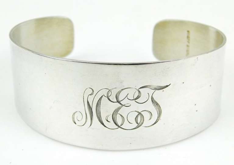 Vintage Wide Stieff Sterling Silver Cuff Bracelet