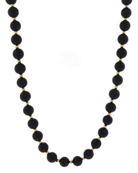 Black Onyx and Gold Beaded Necklace