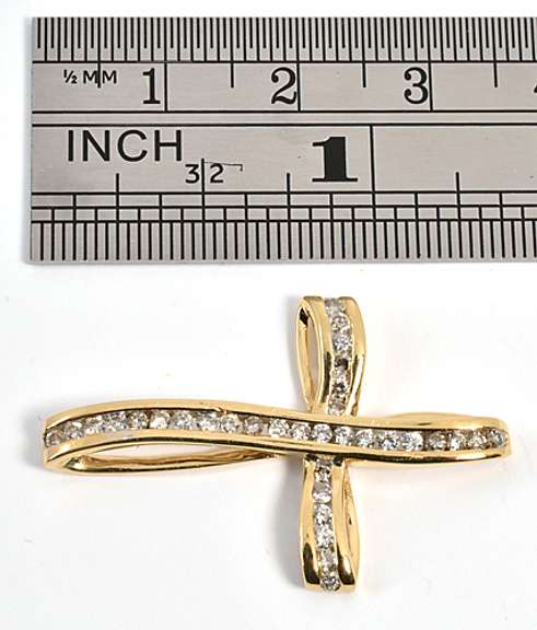 Sparkling Gold and CZ Cross  Pendant