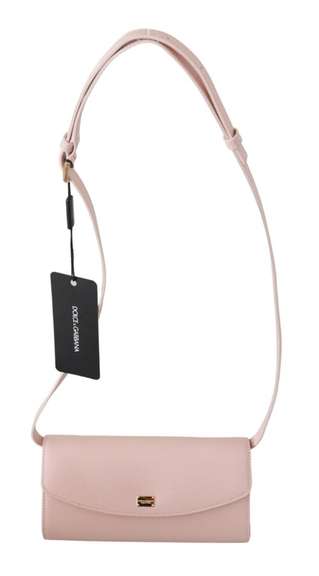 DOLCE & GABBANA  Pink Evening Long Mini Crossbody Borse 100% Leather Bag
