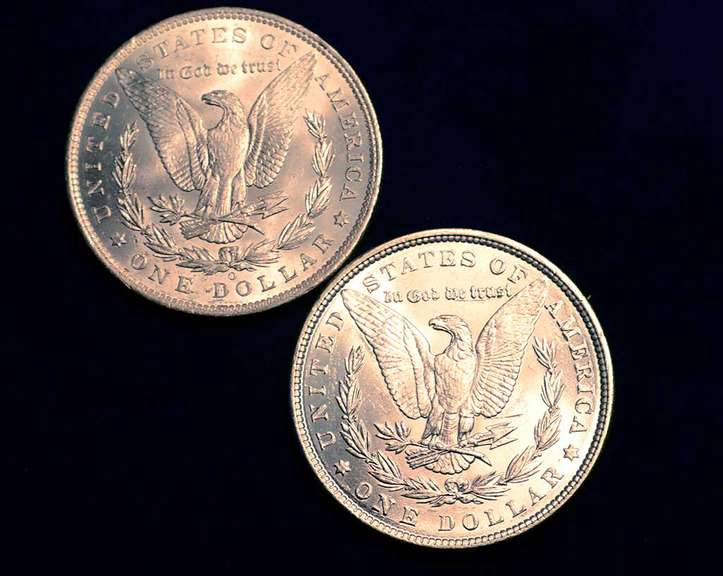 Lot of 2 UNC Morgan Dollars 1886,1885-O