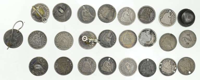 Lot (25) Seated Liberty Half Dime Love Tokens