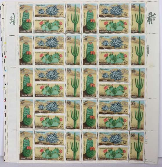 $144 Face Value In Mint  Full Gum 20 Cent US Sheets