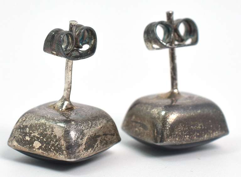 Sterling Silver Black Enamel  Earrings