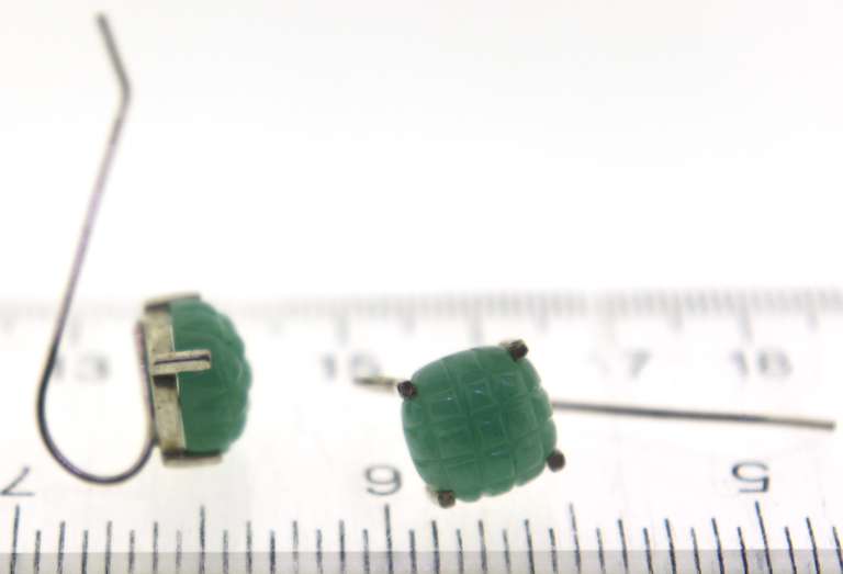 Sterling Silver Carved Jade Earrings