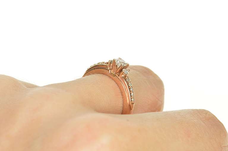 14K Rose Gold Diamond Classic Simple Promise Engagement Ring