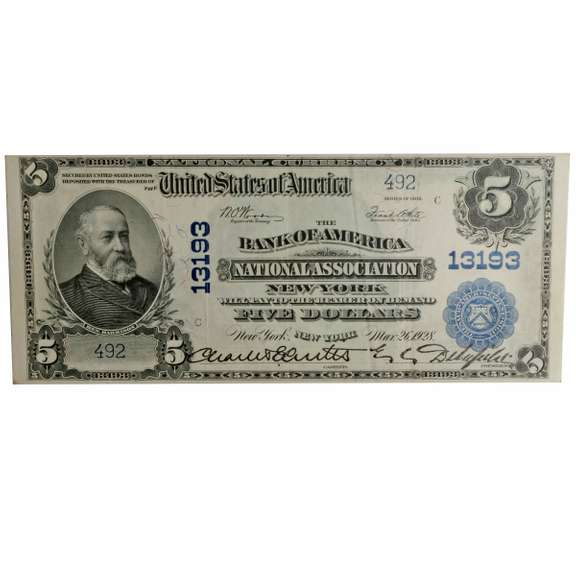 $5 National Bank Of America New York