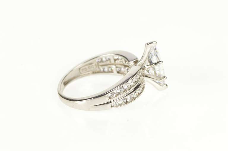 14K White Gold Marquise Cubic Zirconia Travel Engagement Ring