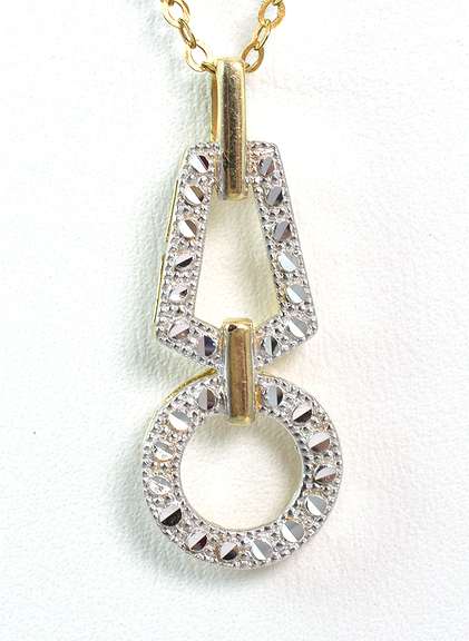 Modern Two-Tone Zipper Pull Necklace in Two-Tone Gold