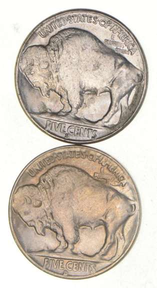 Lot (2) 1935-D & S Indian Head Buffalo Nickels