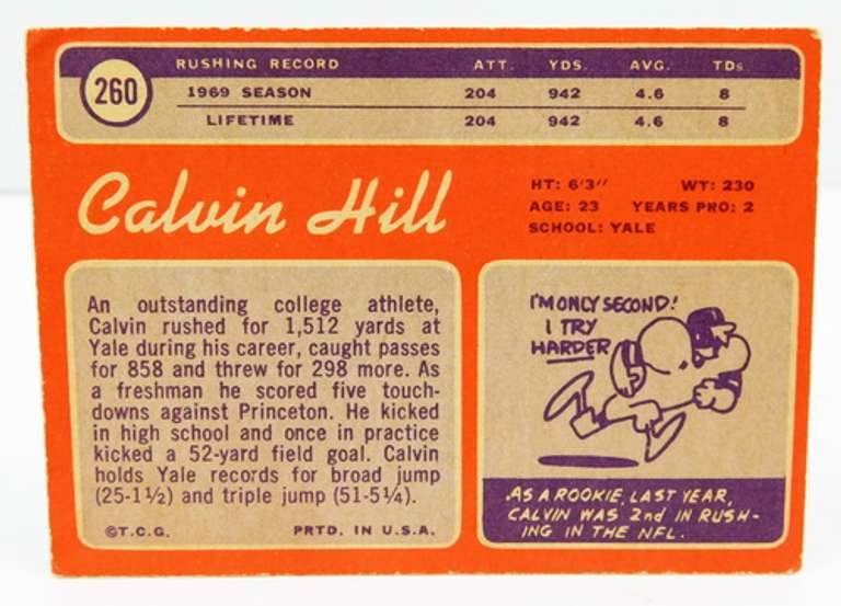 1970 Calvin Hill, Cowboys Topps Football Card