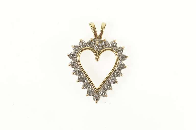 10K Yellow Gold 0.80 Ctw Diamond Classic Heart Love Symbol Pendant
