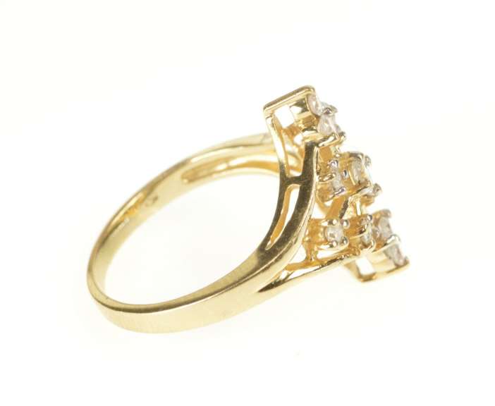 10K Yellow Gold Ornate Diamond Star Squared Cluster Compass Ring