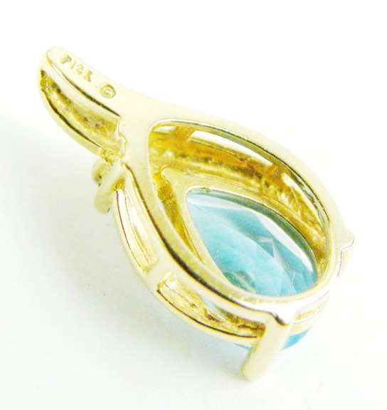 14K Blue Topaz & Diamond Pendant