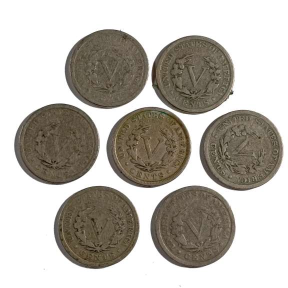 1884 87 89 91 93 95& 96 Full RIm V Nickels