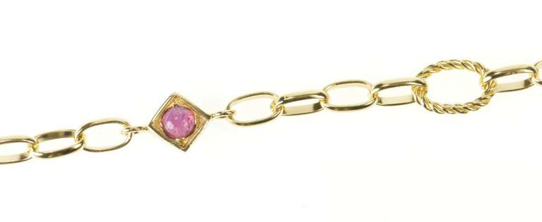 14K Yellow Gold 7.5mm Fancy Cable Chain Topaz Tourmaline Bracelet