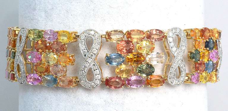 14K Multi-Color Sapphire & Diamond Bracelet